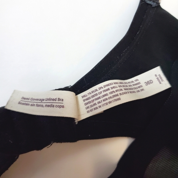 Auden Black Mesh Lace unlined cup bra with underwire - Size 36D - Picture 3 of 6